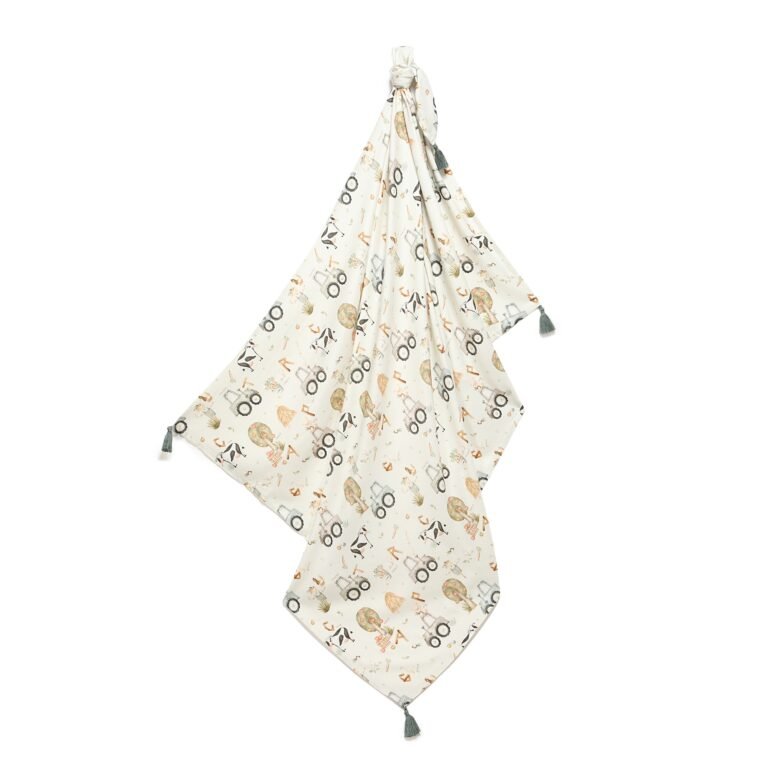 Pucktuch Bambus ABC FARM - M - 100 x 120 cm Hauptbild