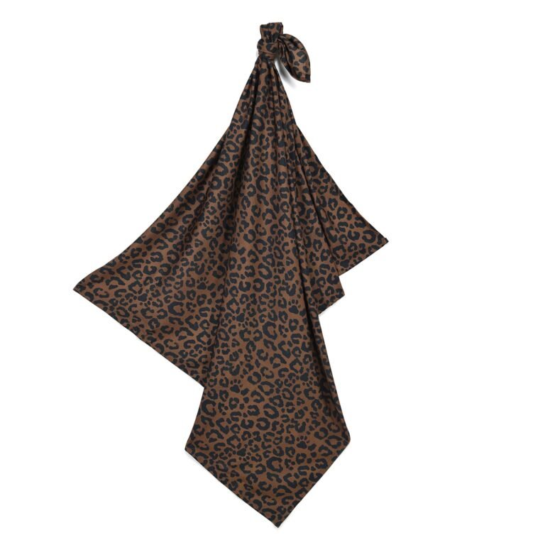 Pucktuch Bambus LEOPARD CHOCO - M - 100 x 120 cm Hauptbild