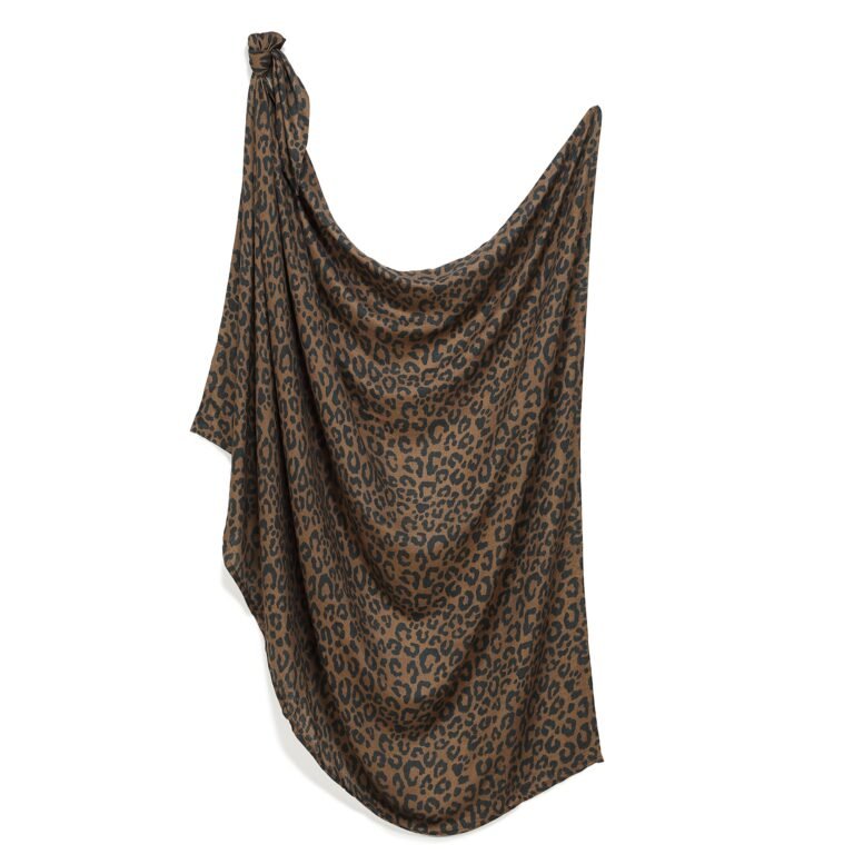 Pucktuch Bambus Musselin LEOPARD CHOCO - 115 x 140 cm Hauptbild