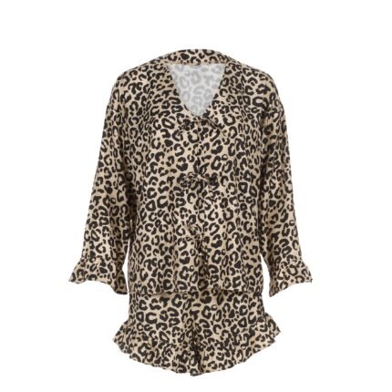 Bambus-Pyjama LEOPARD CREAM - S (Shorts)_Hauptbild