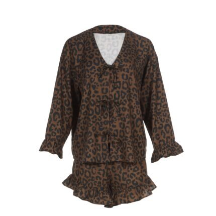 Bambus-Pyjama LEOPARD CHOCO - M (Shorts)_Hauptbild