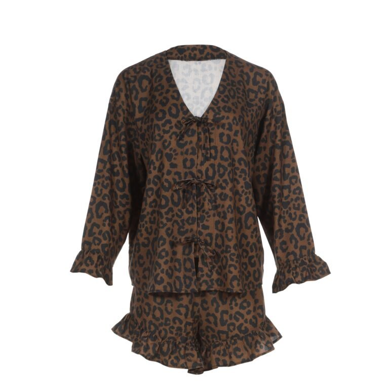Bambus-Pyjama LEOPARD CHOCO - M (Shorts)_Hauptbild