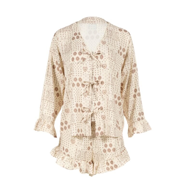 Bambus-Pyjama BANDANA CREAM - M (Shorts)_Hauptbild